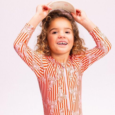 Swim Essentials UV Swimsuit Girls with Long Sleeves - Red - Lobster Bay in Kuwait