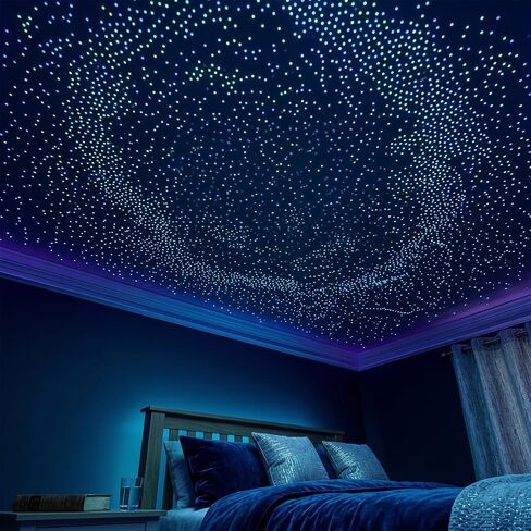 JJUNW 800 Pcs Glow in The Dark Stars for Ceiling, 3D Ceiling Stars Green and Sky Blue Glowing Wall Round Decor Stickers, Shining Decor Stickers for Bedding Room Birthday Gift in Kuwait