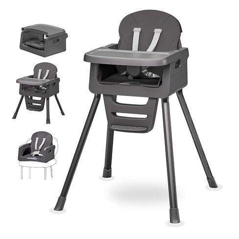 3-in-1 High Chair for Babies and Toddlers, Infant to Toddler Seating&Dining | Easy Clean Convertible Portable Dishwasher Tray 5-Point Harness Stable Non-Slip Feet Waterproof Seat Pad Grey in Kuwait