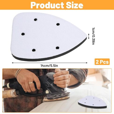 2Pcs Mouse Detail Sanding Interface Pad Hook and Loop, Triangle 5 Holes Sanding Pad, Foam Interface Mouse Sander Sandpaper Backing Pads for for Detail Sander Woodworking, 140mm*100mm in Kuwait