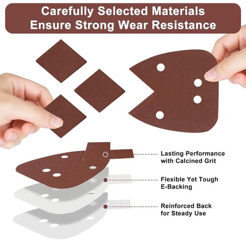Mouse Sander Sandpaper with Extra 2 Tips for Replacement, 50PCS 60 80 120 150 220 Grit Sandpaper Assortment, Sanding Sheets for Black and Decker Mouse Sanders in Kuwait