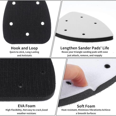 4 Pcs Mouse Sander Pads, 5 Holes Foam Sanding Pads for Orbital Sander Soft Density Sponge Interface Sanding Pad for Detail Sander Woodworking in Kuwait