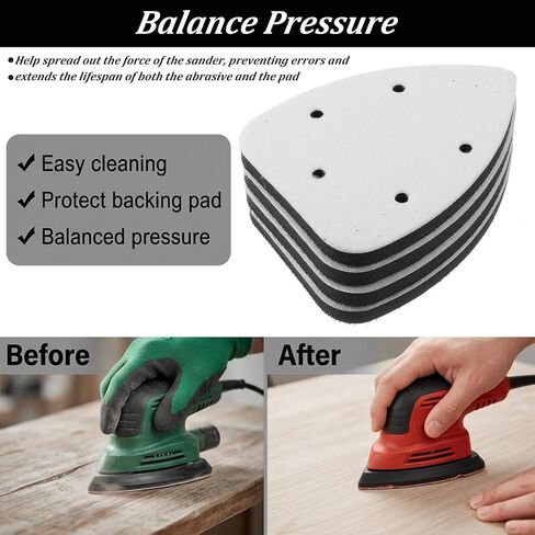 4 Pcs Mouse Sander Pads, 5 Holes Foam Sanding Pads for Orbital Sander Soft Density Sponge Interface Sanding Pad for Detail Sander Woodworking in Kuwait