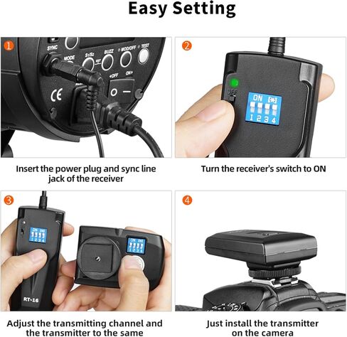 Godox RT-16 Wireless Flash Trigger Kit,3 in 1 Transmitter with Receiver for Studio Strobe Flash Photography,433MHz 16 Channels Trigger Compatible with Canon Nikon Sony Fujifilm Olympus Pentax Camera in Kuwait
