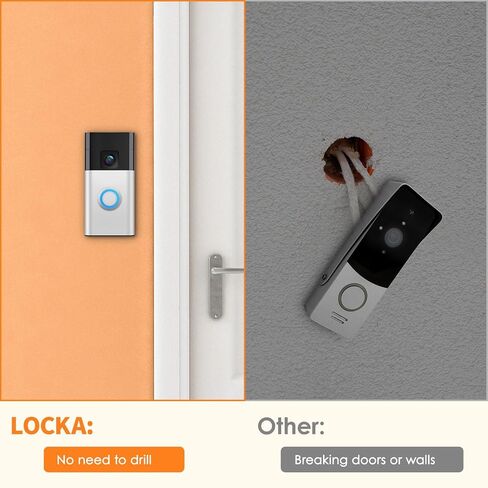 LOCKA Adhesive Mount for Ring/Other Battery Doorbell (2024 Release), No Drilling Camera Door Mounting Holder Bracket Accessories for Apartments Office Houses in Kuwait