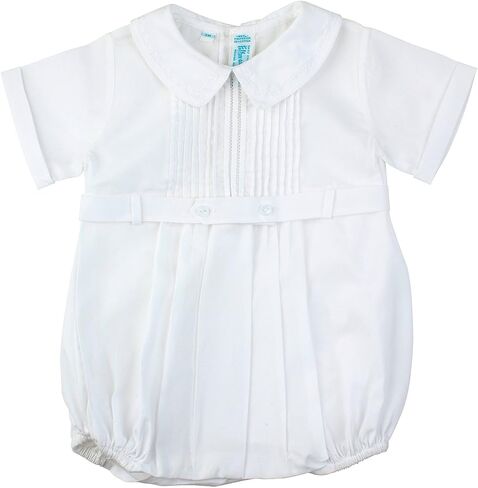 Feltman Brothers Baby Boys White Christening Baptism Bubble Outfit with Collar 3M in Kuwait