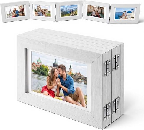 5 Folding Sonogram Picture Frame, White Wood Pregnancy Keepsake for Ultrasound Photos, Thoughtful and Memorable Gift for Expecting Parents, Nursery Decor, 5.1x7.1 Inch in Kuwait