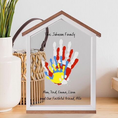CHERRY CHEERS Exclusive House Shaped Family Handprint Kit; Unique DIY Keepsake, Complete Set, Meaningful Gift for Home Decor, Family Craft & Memory Making (Red Roof) in Kuwait