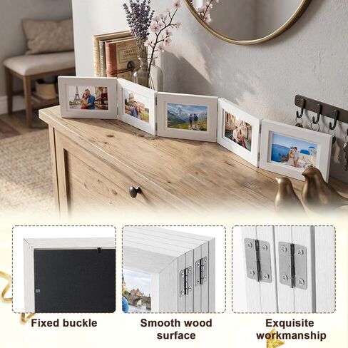 5 Folding Sonogram Picture Frame, White Wood Pregnancy Keepsake for Ultrasound Photos, Thoughtful and Memorable Gift for Expecting Parents, Nursery Decor, 5.1x7.1 Inch in Kuwait