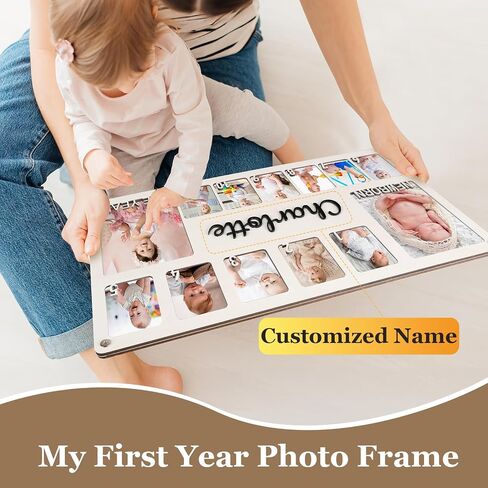 My First Year Photo Frame & Board - Personalized Baby Milestone Keepsake | 12 Month Photo Display from Newborn to 1st Birthday |Nursery Wall Art& Gift for Girls, Boys, New Parents & Grandparents in Kuwait