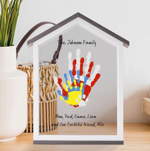 CHERRY CHEERS Exclusive House Shaped Family Handprint Kit; Unique DIY Keepsake, Complete Set, Meaningful Gift for Home Decor, Family Craft & Memory Making, Wall Art in Kuwait