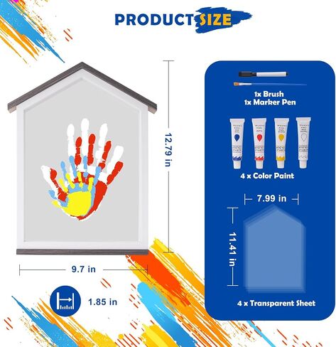 CHERRY CHEERS Exclusive House Shaped Family Handprint Kit; Unique DIY Keepsake, Complete Set, Meaningful Gift for Home Decor, Family Craft & Memory Making, Wall Art in Kuwait