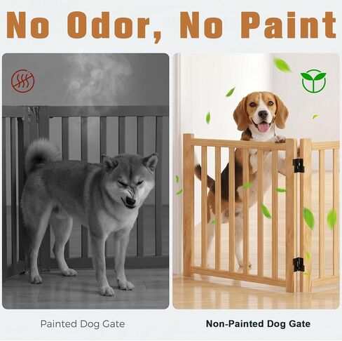 YOCAN Non-Painted Wood FreeStanding Pet Gate for Dogs,Wooden Dog Gates for Doorways, Stairs,The House, Dog Fences Indoor Puppy Gate-2 Panel H:23" in Kuwait