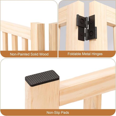 YOCAN Non-Painted Wood FreeStanding Pet Gate for Dogs,Wooden Dog Gates for Doorways, Stairs,The House, Dog Fences Indoor Puppy Gate-2 Panel H:23" in Kuwait