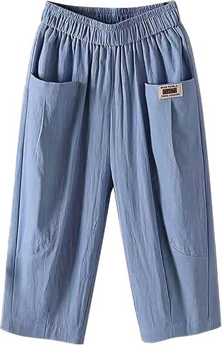 QWENTMTNTY Womens Linen High Waist Wide Leg Capri Pants Comfy Cotton Straight Casual Dressy Summer Cropped Palazzo Pants in Kuwait
