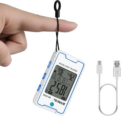 Light Meter Foot Candles, Compact Lux Meter Illuminance with 999900Lux/92890FC, Pocket Light Illuminance Tester with Temperature Humidity Testing, LCD Display, Data Hold for Indoor Outdoor Lightmeter in Kuwait