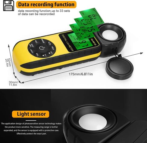 Light Meter Handheld Ambient Temperature Measures1-400,000 Lux/FC with 270° Rotatable Detector for All Visible Light, Industrial, Household, Plants and Photography - Calibration Certificate RQ-881D in Kuwait