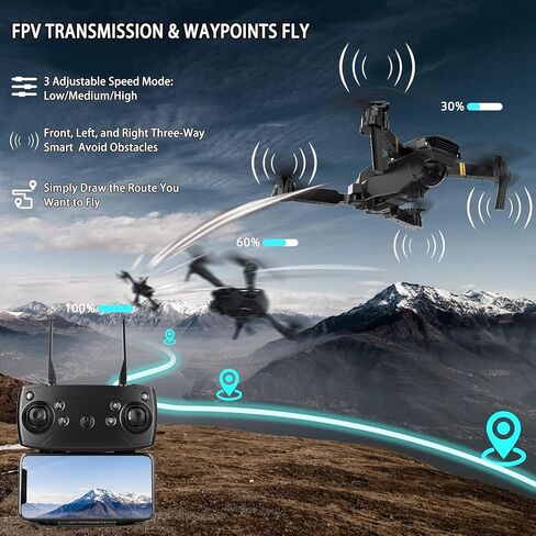 Drones with Camera for Adults 4K 1080P 3 Batteries Foldable Mini Drone with Camera, Altitude Hold, One Key Take Off/Landing, 3 Speed Mode, 3D Flip, for15 Years Old Up (Blue012) in Kuwait