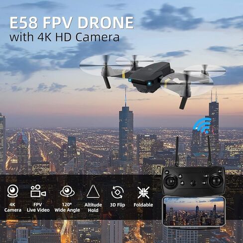 Drones with Camera for Adults 4K 1080P 3 Batteries Foldable Mini Drone with Camera, Altitude Hold, One Key Take Off/Landing, 3 Speed Mode, 3D Flip, for15 Years Old Up (Blue012) in Kuwait