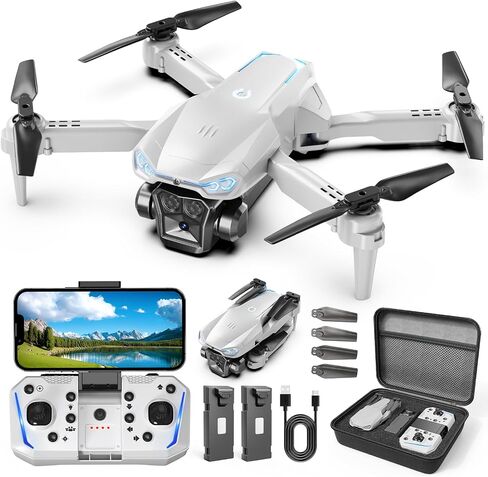 1080P Drone with Camera for Kids & Adults Beginners, Foldable FPV Quadcopter with One Key Takeoff/Landing, Gesture Control, 360° Flips, 2 Batteries, Toy Gift for Teen Boys and Girls in Kuwait
