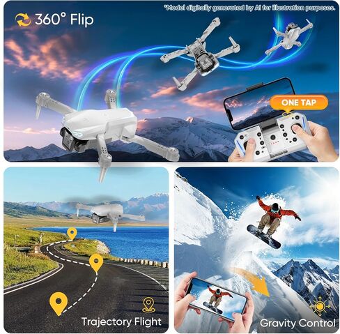 1080P Drone with Camera for Kids & Adults Beginners, Foldable FPV Quadcopter with One Key Takeoff/Landing, Gesture Control, 360° Flips, 2 Batteries, Toy Gift for Teen Boys and Girls in Kuwait