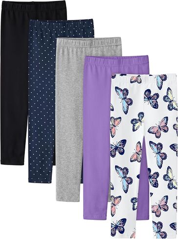 Resinta 5 Packs Toddler and Baby Girls Leggings Pants Full Length Cotton Basic Leggings Stretchy Soft Leggings Tights Pants in Saudi Arabia