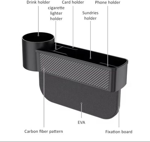 Car Seat Gap Filler with Cup Holder, Console Organizer, Anti-Sliding EVA Base in Kuwait