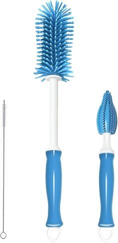 Bottle Brush Set 3-in-1, Including Long Handle Silicone Bottle Brush, Detail Cleaner, Straw Brush, Non Scratch Cleaning Brushes for Water Bottles, Tumblers and Glass (Pink) in Kuwait