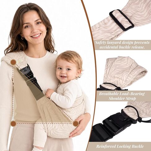Baby Sling Carrier,Toddler Carrier,Ergonomic Baby Carrier for Newborn to Toddler, Soft Adjustable Hands-Free Infant Carrier, Portable and Breathable Hip Seat Carrier for Parents (Mocha) in Kuwait