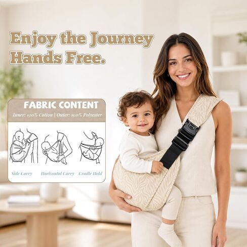 Baby Sling Carrier,Toddler Carrier,Ergonomic Baby Carrier for Newborn to Toddler, Soft Adjustable Hands-Free Infant Carrier, Portable and Breathable Hip Seat Carrier for Parents (Mocha) in Kuwait