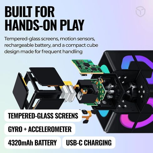 Rubik's WOWCUBE - Handheld Game Console, 100+ Games and Apps for Teens and Adults (Ages 13+) - STEM Certified Entertainment System - 24 Screens Interactive Gaming Cube in Kuwait