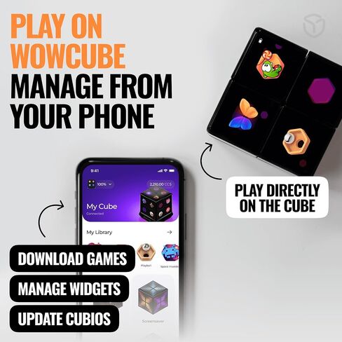 Rubik's WOWCUBE - Handheld Game Console, 100+ Games and Apps for Teens and Adults (Ages 13+) - STEM Certified Entertainment System - 24 Screens Interactive Gaming Cube in Kuwait
