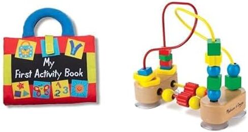 Melissa & Doug Baby Learning Bundle - My First Activity 8-Page Soft Book with Puppet and First Bead Maze with 18 Beads for Babies and Toddlers in Kuwait