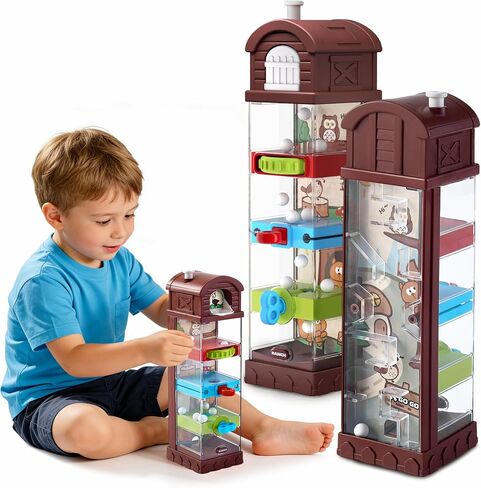 Montessori Toys for 3 Year Old - Farm Egg Maze Adventure Game Toy with 5 Fine Motor Activities, Cause & Effect Travel Toy. (Brown) in Kuwait