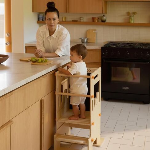 Kids Kitchen Step Stool - Learning Standing Tower with Blackboard, Height Adjustable Safety Rail Stool for Kids, Non-Slip Adjustable Stool for Kitchen, Bathroom in Saudi Arabia