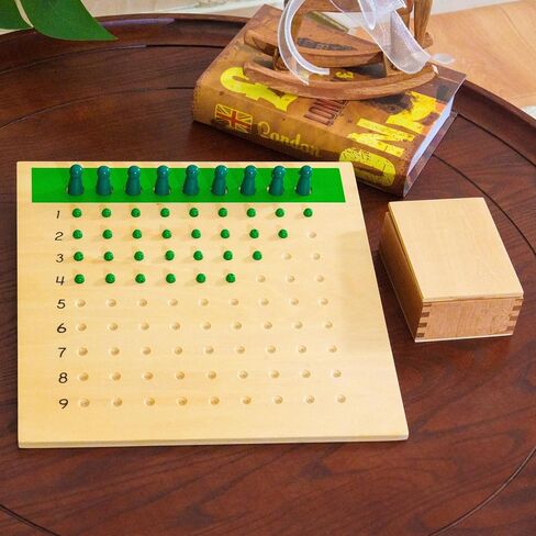 Premium Montessori Division Bead Board- 10.8" Solid Beechwood Math Learning Material for Kids Ages 6-9+, Division Set with Green Beads & Skittles, Homeschool & Classroom Montessori Toys in Kuwait