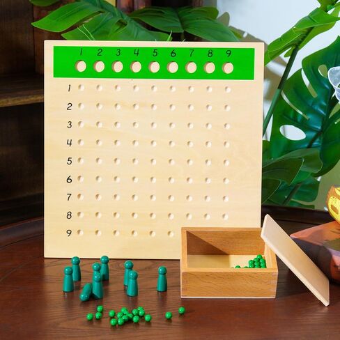 Premium Montessori Division Bead Board- 10.8" Solid Beechwood Math Learning Material for Kids Ages 6-9+, Division Set with Green Beads & Skittles, Homeschool & Classroom Montessori Toys in Kuwait