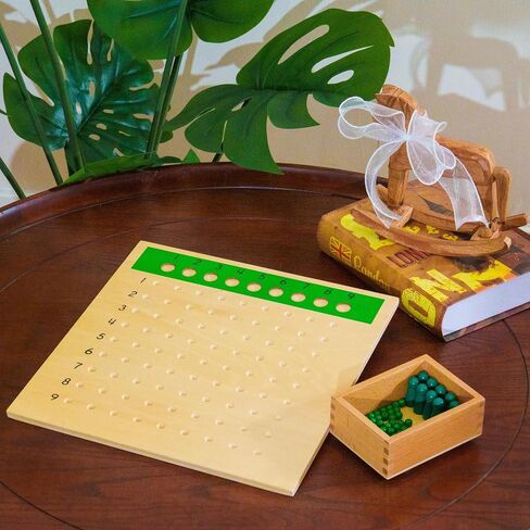 Premium Montessori Division Bead Board- 10.8" Solid Beechwood Math Learning Material for Kids Ages 6-9+, Division Set with Green Beads & Skittles, Homeschool & Classroom Montessori Toys in Kuwait