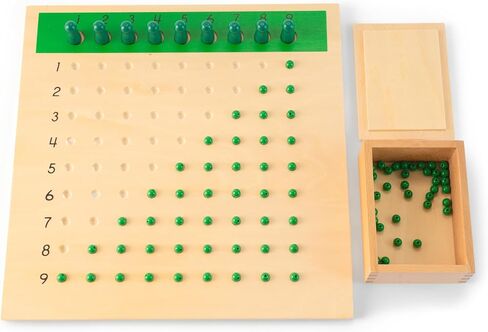 Premium Montessori Division Bead Board- 10.8" Solid Beechwood Math Learning Material for Kids Ages 6-9+, Division Set with Green Beads & Skittles, Homeschool & Classroom Montessori Toys in Kuwait