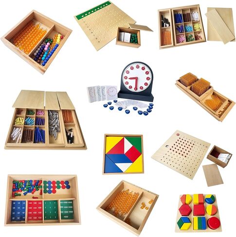 Premium Montessori Division Bead Board- 10.8" Solid Beechwood Math Learning Material for Kids Ages 6-9+, Division Set with Green Beads & Skittles, Homeschool & Classroom Montessori Toys in Kuwait