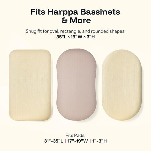 HARPPA Cuddly Bassinet Sheets, Bamboo Viscose Cotton, Oeko-TEX Certified | 2 Pack, Soft and Breathable, Stay Put Fit, Deep Pocket, Elastic Skirt, Reinforced Edges, Lightweight Muslin Fabric in Kuwait