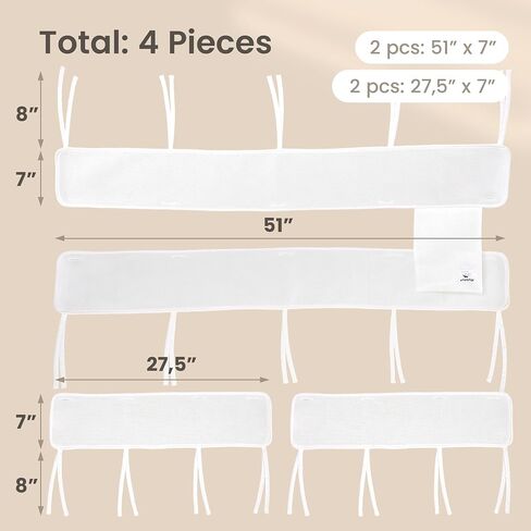 CHIPCHIP 4-Pack White Mesh Fabric, 2 Long Panels 51"x7" + 2 Short Panels 27.5"x7" in Kuwait