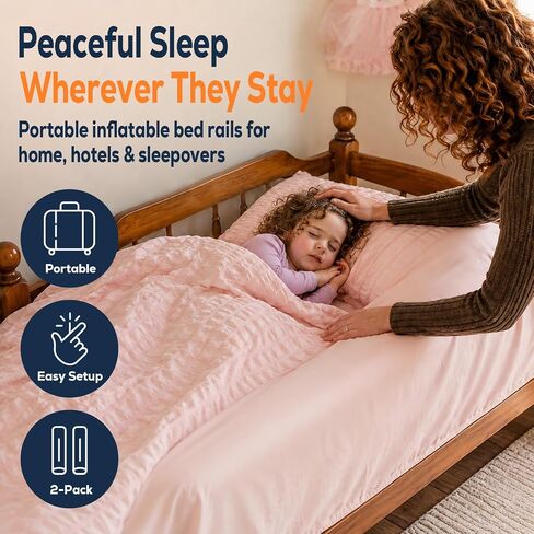 SplashEZ Travel Bed Rails for Toddlers, 2-Pack Inflatable Bed Bumpers | Inflatable travel bed bumpers for toddlers. Portable travel bed rail for home, hotels & vacations. Easy to inflate. in Kuwait