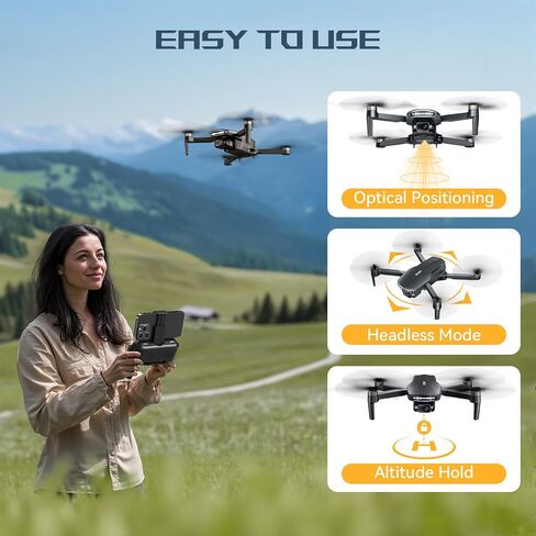 Drone with Camera for Adults 4K,Brushless Motor,5G FPV,Optical Positioning | Under249G,5G FPV Video Transmission,Long Range,120°FOV Camera,90°Adjustable Lens,2Batteries,Carrying Case,Easy for Beginner in Kuwait