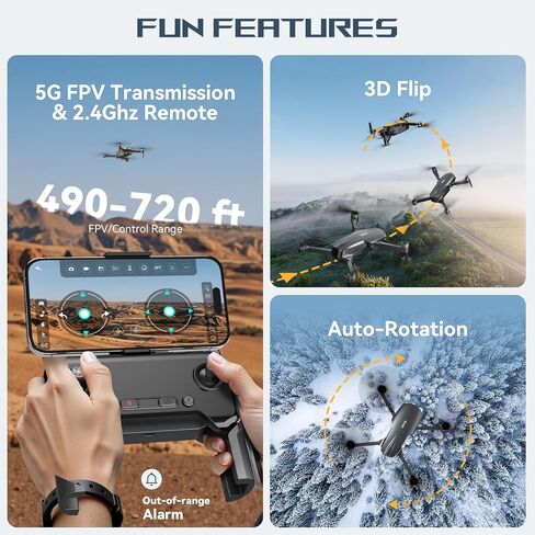 Drone with Camera for Adults 4K,Brushless Motor,5G FPV,Optical Positioning | Under249G,5G FPV Video Transmission,Long Range,120°FOV Camera,90°Adjustable Lens,2Batteries,Carrying Case,Easy for Beginner in Kuwait