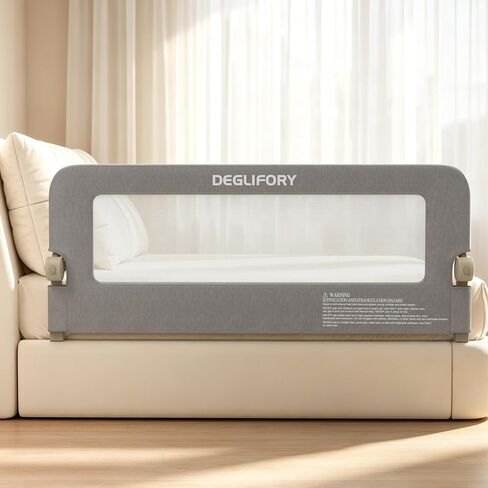 Bed Rail for Toddlers, 71IN Baby Bed Rail Guard Folding Up, Child Safety Side Railing Guards with Reinforced Anchor for Twin, Full, Queen, King Bunk Size Bed —Grey in Kuwait