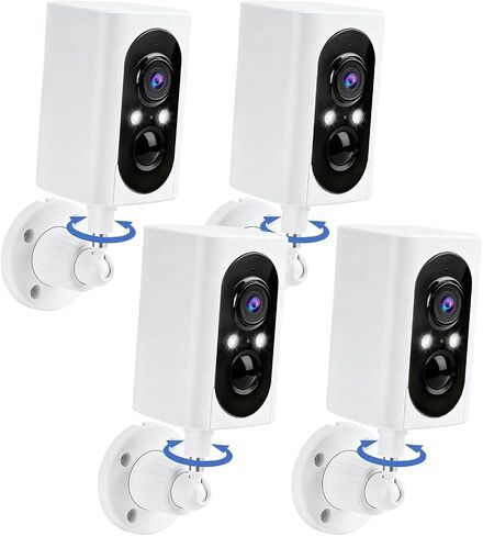 355° Pan Rotate Cameras 4 Pack, 2K Video, Security Cameras Wireless Outdoor | Motion Detect & Record & Alert, SD/Cloud Storage, Color Night Vision, 2-Way Talk, 2.4G WiFi, IP65 Waterproof, Indoor& Outdoor in Kuwait