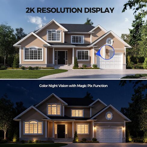 AlkiVision Solar Security Cameras Wireless Outdoor - 2K Night Color Vision Cameras for Home Security, AI Motion Detection, 360° View, Spotlight, 2-Way Audio, Siren, IP67 Waterproof, SD/Cloud Storage in Kuwait