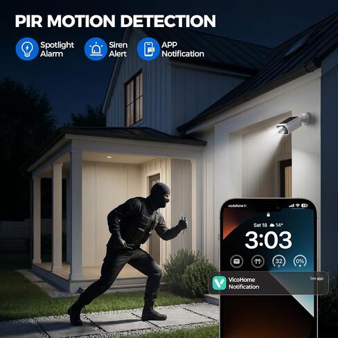 AlkiVision Solar Security Cameras Wireless Outdoor - 2K Night Color Vision Cameras for Home Security, AI Motion Detection, 360° View, Spotlight, 2-Way Audio, Siren, IP67 Waterproof, SD/Cloud Storage in Saudi Arabia