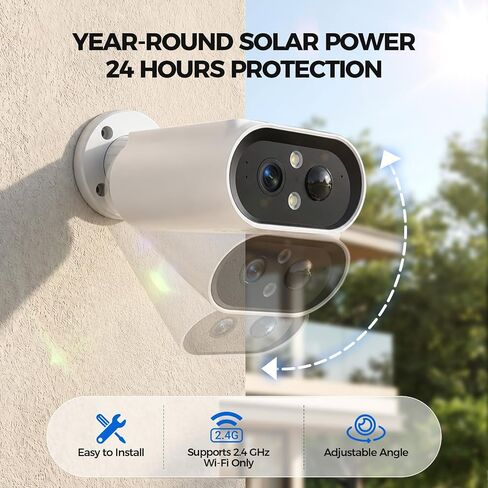 AlkiVision Solar Security Cameras Wireless Outdoor - 2K Night Color Vision Cameras for Home Security, AI Motion Detection, 360° View, Spotlight, 2-Way Audio, Siren, IP67 Waterproof, SD/Cloud Storage in Saudi Arabia